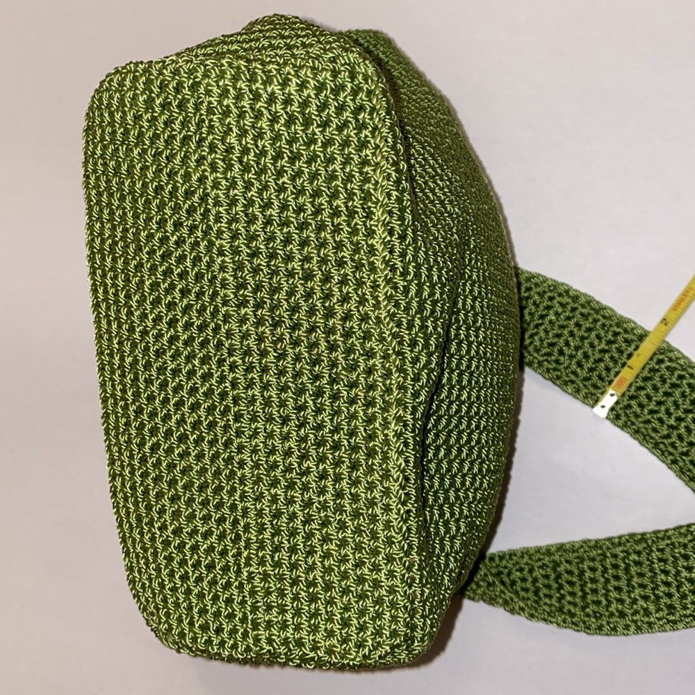 THE SAK Crocheted Silver-Tone Branded Zipper Purse Shoulder Bag Green VGUC - Picture 12 of 17